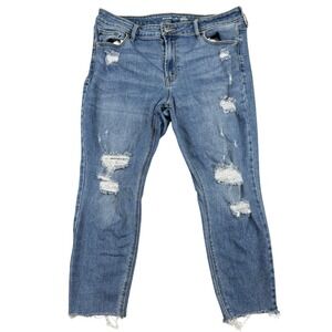 Old Navy Rockstar Super Skinny‎ Mid Rise Distressed Jeans Robbie Medium Wash 16